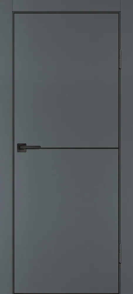 Межкомнатная дверь P-19  черный молдинг PET,  кромка ABS черная c 4-х ст. Графит матовый